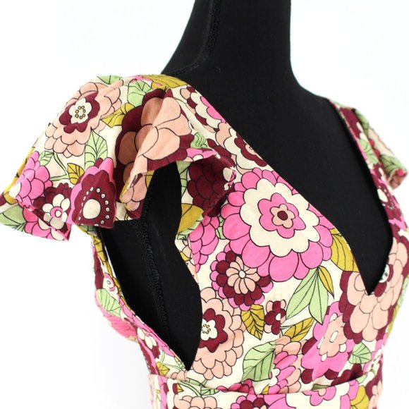 Dodo Bar Or Jenny Bold Multicolor Floral Maxi Dress Sleeveless Ruffle Trim Large - Picture 3 of 9